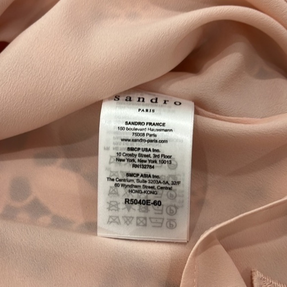 Sandro Manureva Blush Pink Crochet Lace Mini Dress Size 1 or Small - Picture 4 of 9